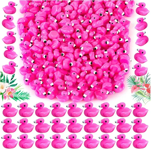 HFAYDZSW 100 piezas de mini patos de flamenco de resina, figuras diminutas de flamenco para decoración de pastel, casa de muñecas, paisaje de
