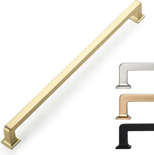 Miniatura 29 de 9BUILD Paquete de 6 pomos de latón cepillado de 1.2 pulgadas para gabinetes, pomos dorados para cajones, perillas cuadradas para gabinetes