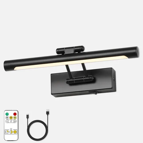 Miniatura 8 de Luces de imagen a pilas con control remoto y temporizador, luz de arte inalámbrica para pinturas con brazo oscilante ajustable en latón, luces