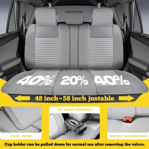 Miniatura 5 de LINGVIDO Fundas de asiento de automóvil, transpirables e impermeables, de piel sintética, fundas para asiento de automóvil, SUV, camioneta, sedán