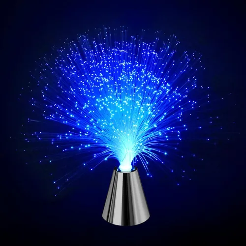 Lámpara sensorial de fibra óptica – LED que cambia de color con base de cono – Luces de fibra óptica con batería – Luz nocturna calmante para el