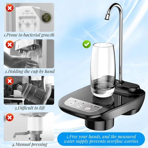 Miniatura 2 de Bomba dispensadora de agua potable de 5 galones, bomba eléctrica automática para botellas de agua potable de 1 a 5 galones para garrafones de agua