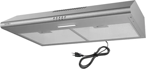 Hermitlux Campana para debajo del gabinete, campana de ventilación de 30 pulgadas con ventilador de escape de 3 velocidades, convertible con y sin