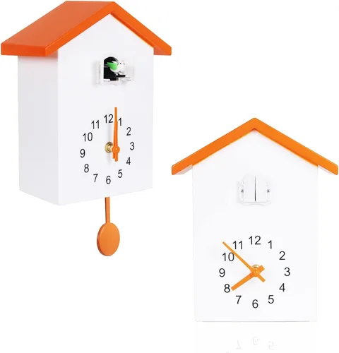 Miniatura 9 de KEYPOWER - Reloj de cuco, reloj de pared de cuco, sonidos de pájaros de cuco o llamada, péndulo de reloj con diseño, casa de pájaros, arte de pared