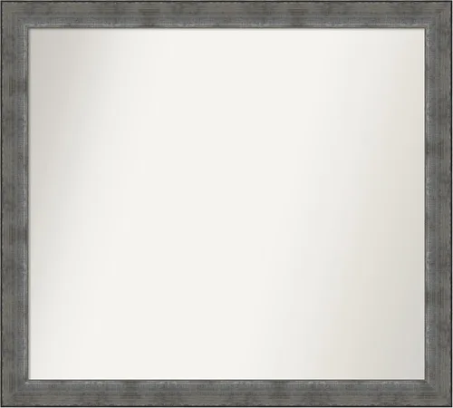 Miniatura 377 de Amanti Art Espejo de baño plateado para sobre el fregadero, 24 x 24 pulgadas, espejo cuadrado de peltre forjado a medida, marco de madera casual