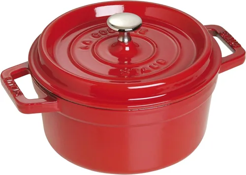 Miniatura 6 de staub La Cocotte Round 40510-601 Pico Cocotte - Juego de vaporizador redondo de cereza de 10.2 pulgadas (10.2 in), grande, fundición a dos manos