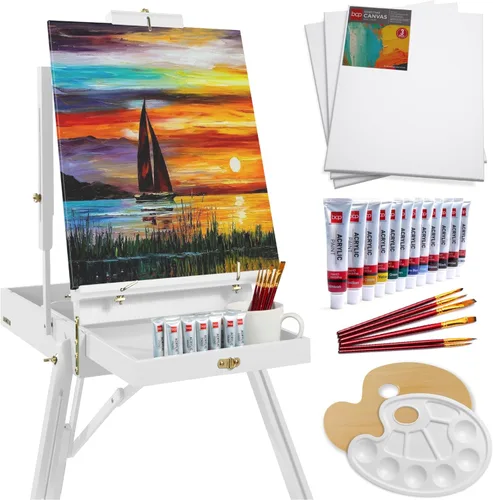 Miniatura 10 de Best Choice Products Caballete de arte para pintar, trípode ajustable de madera portátil para artistas con caja de bocetos, juego de arte de 32