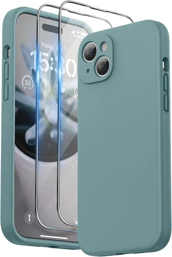 Miniatura 10 de SURPHY Funda diseñada para iPhone 15 Plus con protector de pantalla y cordón, correa de teléfono y funda de silicona líquida para teléfono