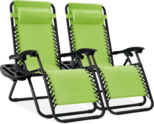 Miniatura 71 de Best Choice Products - Juego de 2 sillas reclinables y ajustables de malla y acero, sillas con sensación gravedad cero con cojines y bandejas