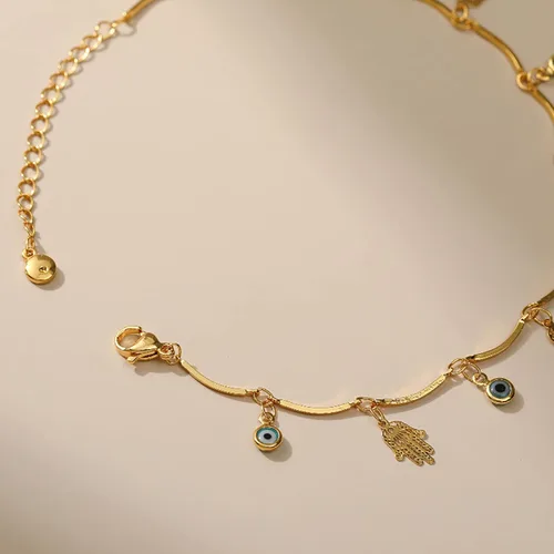Miniatura 33 de Tobillera para mujer, chapada en oro de 18 quilates, tobillera con dije de oro, impermeable, para verano, playa, cadena de pie, joyería para regalos
