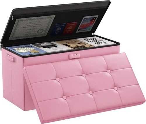 Miniatura 12 de DocSafe Banco otomano de almacenamiento con cerradura, banco plegable ignífugo de 30 pulgadas, reposapiés taburete, baúl de almacenamiento seguro