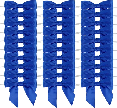 Miniatura 10 de AIMUDI Lazos con Alambre de Amarre para Bolsas de Golosinas de 3.5 pulgadas, Lazos de Satén Azul Turquesa para Manualidades, Lazos Prefabricados