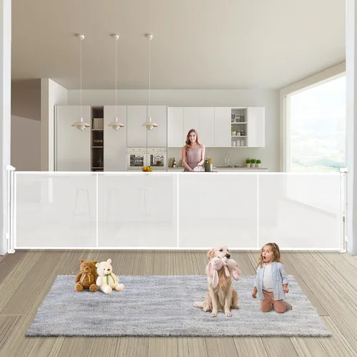 Miniatura 14 de Puertas retráctiles para bebés de 19.7 pies Puerta para perros - 236" Puerta de seguridad infantil extra ancha expandible, 37" de alto Puerta