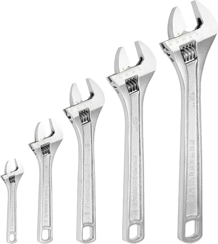 Miniatura 5 de Powerbuilt Llave ajustable de 4 pulgadas, llave de fontanería de apertura de mandíbula ancha, marcas de mandíbula preajuste fácil de leer, mango