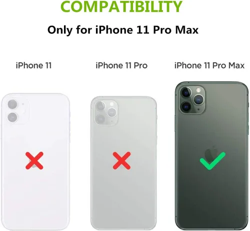 Miniatura 2 de iCoverCase Compatible con iPhone 11 Pro Max, funda magnética de piel auténtica con bloqueo RFID, correa para la muñeca y ranuras para tarjetas