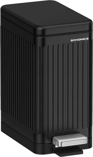 Miniatura 9 de SONGMICS Basurero de baño, 1.3 galones (5 L) pequeño con tapa, delgado para espacios pequeños, cubo de basura de acero inoxidable, cierre suave
