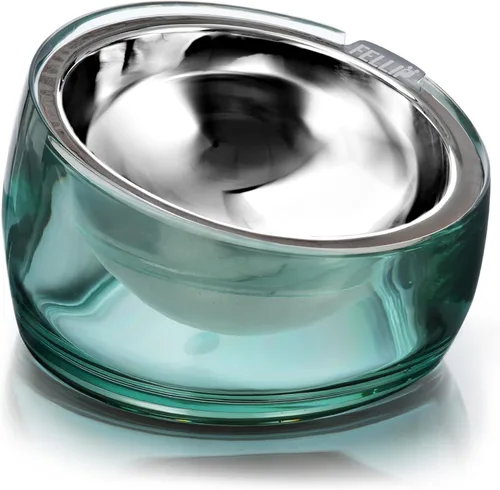 Miniatura 19 de Felli Oblik Cuenco de Comida y Agua para Perros de Acrílico Elevado de Acero Inoxidable Plato Ovalado Inclinado para Perros de Patas Cortas y Dorado
