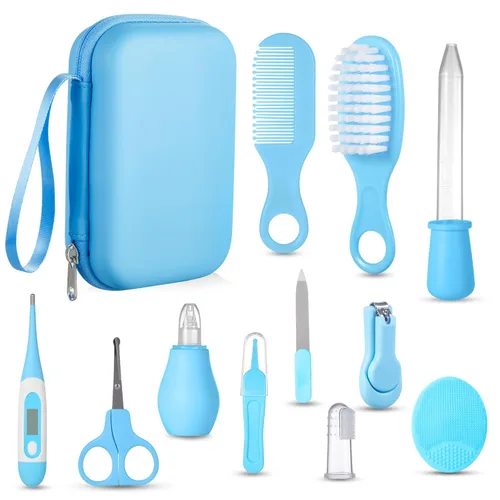 Miniatura 8 de Lictin - Kit de cuidado y salud para bebés, kit de cuidado de la salud de seguridad para recién nacidos con cepillo para el cabello, peine, Azul bebé