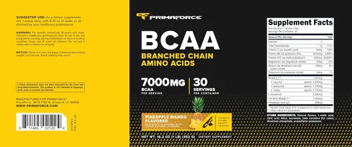 Miniatura 5 de Primaforce BCAA Polvo (piña mango) 30 porciones por envase – 2:1:1 BCAAs, bebida de recuperación después del entrenamiento con aminoácidos y sal