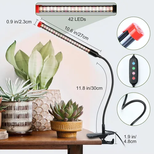 Miniatura 6 de ¡Cambio de juego! FECiDA Paquete de 2 unidades de 9W de alimentación enchufable para el hogar, NO adaptador de 5W, luces de cultivo con clip