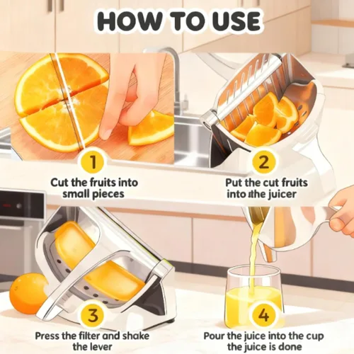 Miniatura 4 de Extractor de jugo de fruta fresca de aleación de aluminio, exprimidor de jugo de mano, agarre ergonómico, fácil de usar, extracción eficiente