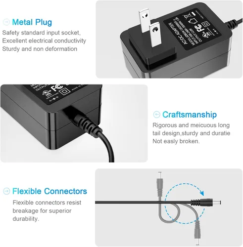 Miniatura 6 de Fuente de alimentación de 12 V CC Adaptador de corriente de 12 V 2A 0.217 * 0.098 in UL listado con 5 puntas for Yamaha Keyboard Power Supply