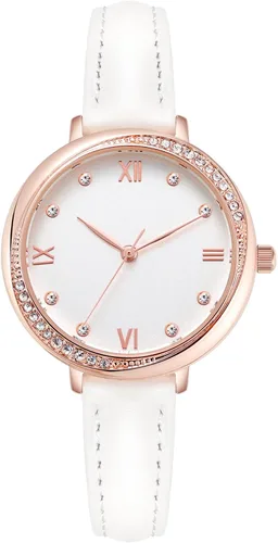 Miniatura 7 de NUOVO - Reloj deportivo de silicona para mujer con correa de piel con cristales, pantalla analógica