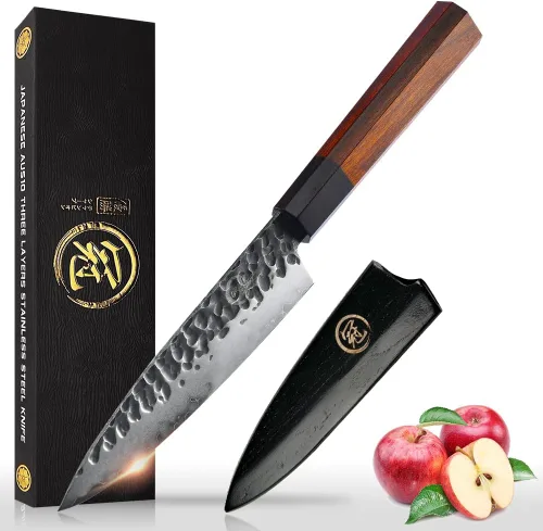 Miniatura 9 de Cuchillo de chef Kiritsuke de 9 pulgadas, cuchillo de cocina japonés hecho a mano forjado profesional afilado, cuchillo de cocina AUS10 de acero