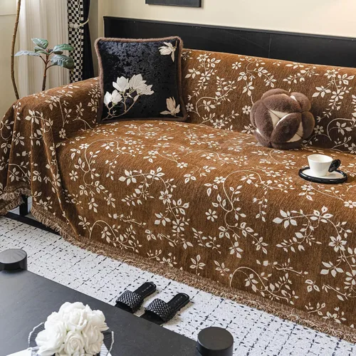 Miniatura 30 de VClife Soft Couch Cover, Vintage Brown Floral Jacquard Couch Covers for Dog, French Cottage Botanical Sofa Cover for 2 Cushion Sofa, Washable