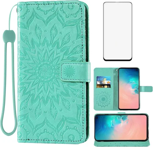 Miniatura 14 de Funda de teléfono para Samsung Galaxy S10e Cartera con protector de pantalla de vidrio templado, funda magnética de cuero, soporte para tarjetas