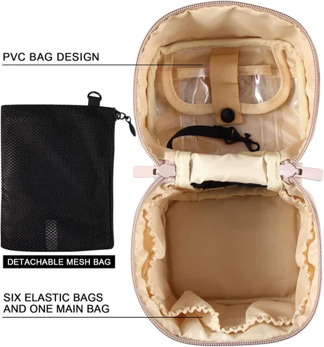 Miniatura 3 de Organizador de brochas de maquillaje, bolsa de maquillaje, juego de brochas de 7.5 x 5.5 x 4.4 pulgadas, soporte para lápices de viaje profesional