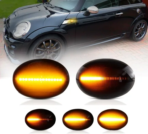 Miniatura 9 de D-Lumina Luces LED Secuenciales de Marcador Lateral Señal de Giro Conjunto de Lámpara Intermitente Lente Transparente para MINI Cooper R50 R52 R53
