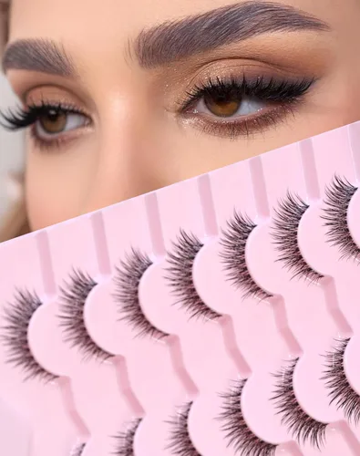 Miniatura 23 de Jiocolor Pestañas naturales pestañas postizas finas pestañas postizas cortas aspecto natural banda transparente pestañas postizas tira pestañas