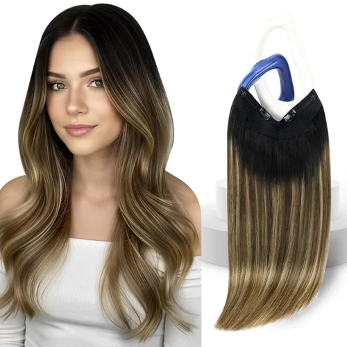 Miniatura 24 de Sunny Hair - Extensiones de cabello humano con banda invisible, color rubio platino (#60), 20 pulgadas
