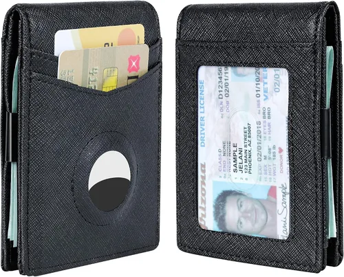 Miniatura 2 de Hawanik Billetera plegable delgada para hombre con soporte de estuche integrado para AirTag