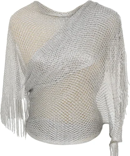 Miniatura 8 de Yeieeo Sparkling Metallic Shawls and Wraps for Evening Party Dresses with Fringe Scarf