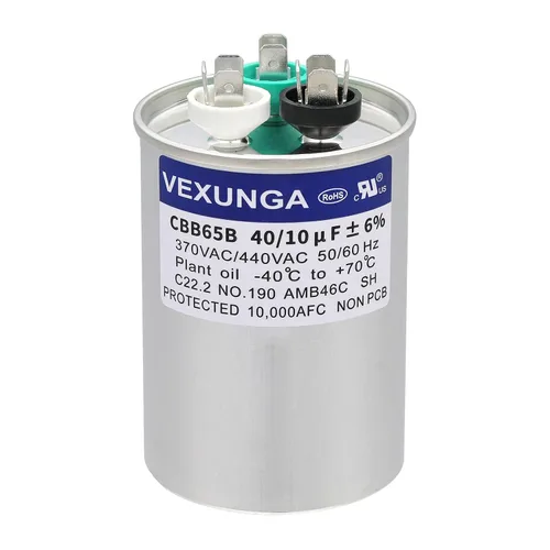 Miniatura 54 de VEXUNGA - 25/5 uF 25+5 MFD 370V o 440V Condensadores redondos de arranque dual 25 5 uF 370 440 Volt VAC CBB65 Condensadores para acondicionador