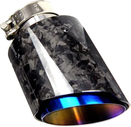 Miniatura 2 de CARMON Puntas de silenciador de tubo de escape de fibra de carbono forjada para automóvil con tubo de escape de acero inoxidable 304 azul quemado