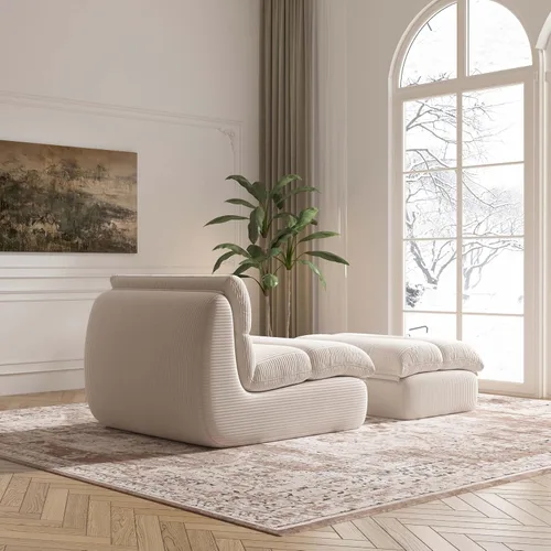 Miniatura 6 de YVDNHP Puf con otomana, acogedora y cómoda, de tela de pana ultra suave, silla de lectura con otomana para sala de estar, apartamento de dormitorio