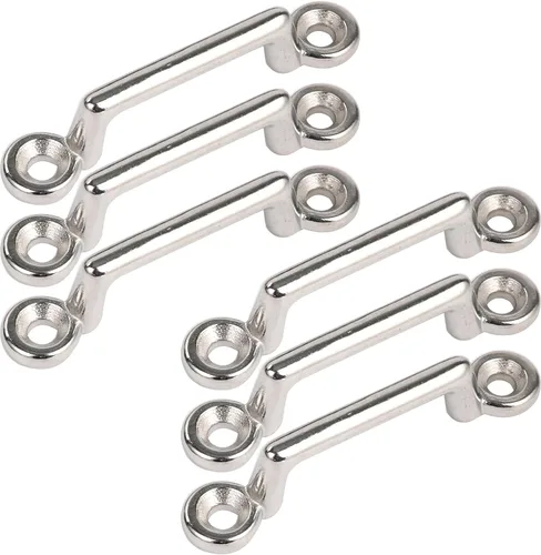 Amarine Made Paquete de 6 correas superiores Bimini de acero inoxidable, ojo de almohadilla, lazo de lacayo para Jeep Corvette, Buggy, amarre de
