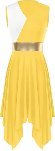 Miniatura 133 de easyforever Vestido de baile sin mangas con bloques de color para mujer, alabanza litúrgica, ropa de baile lírico, vestido de bata de adoración