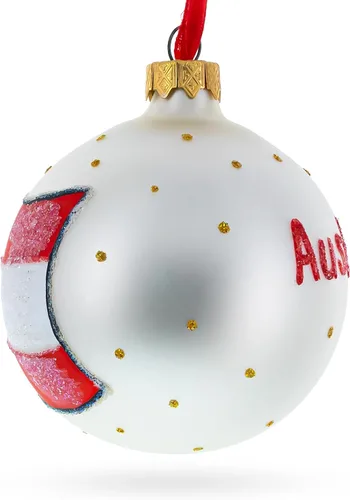 Miniatura 3 de Bandera de Austria Bola de Vidrio Adorno de Navidad 3,25 Pulgadas