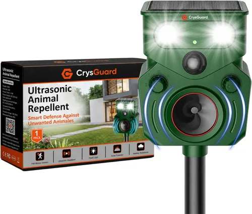 Repelente solar ultrasónico de animales al aire libre – Activado por movimiento, IP65 impermeable, diseñado para desalentar a los animales no