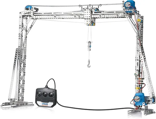 Miniatura 4 de Eitech Kit de construcción de grúa motorizada de lujo de la serie exclusiva, introducción a la ingeniería y el aprendizaje STEM, acero