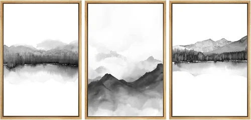 Miniatura 48 de SIGNWIN Lienzo enmarcado para pared, juego de arte abstracto de serenidad costera, ilustraciones abstractas junto al mar, arte moderno, decorativo