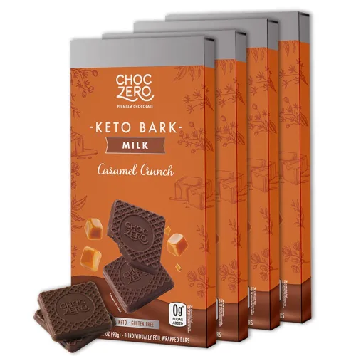 ChocZero Corteza Crujiente de Caramelo de Chocolate con Leche, Sin Azúcar Añadida, Baja en Carbohidratos, Alta en Fibra, Apta para Keto, Sin