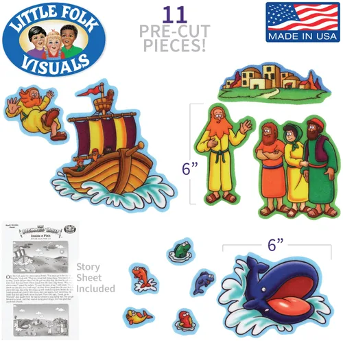Miniatura 2 de Little Folk Visuals Biblia para principiantes: piezas de fieltro precortadas de Jonah, juego de 11 piezas