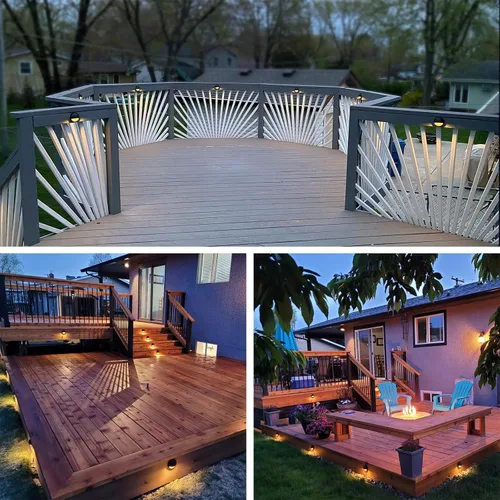 Miniatura 7 de GKOLED Luces LED de Cubierta de Bajo Voltaje, Luz de Barandilla de Escalón de Paisaje con Chips LED Integrados de 2W, Accesorios de Iluminación