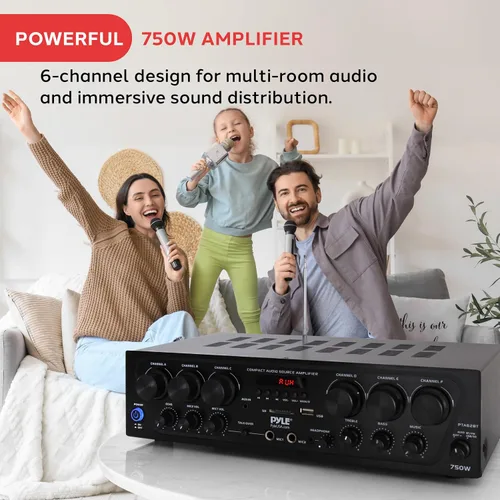 Miniatura 3 de Pyle Sistema de amplificador de audio para el hogar inalámbrico Bluetooth - Receptor estéreo de potencia de sonido de 6 canales actualizado de 750