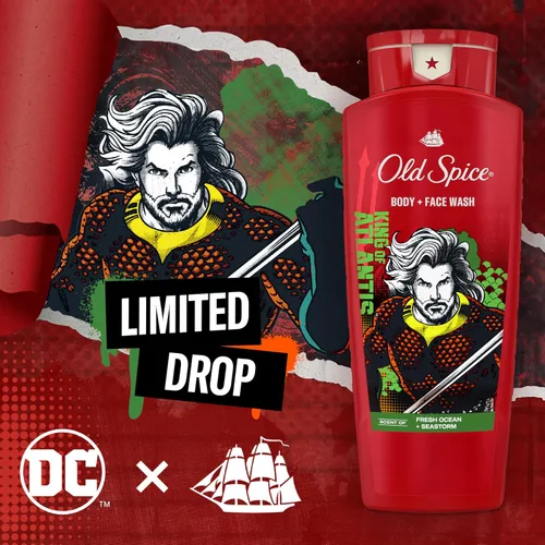 Miniatura 8 de Old Spice Paquete de gel de baño + desodorante antitranspirante, Aquaman King of Atlantis, frescura 24/7, Smell Like a Hero, Fresh Ocean + Seastorm